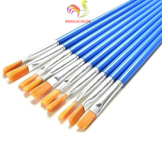 Cọ Vẽ Màu Nước Cán Nhựa Gồm 2 Loại Đầu Cọ Bằng Sợi Nylon HUNGACOLOR