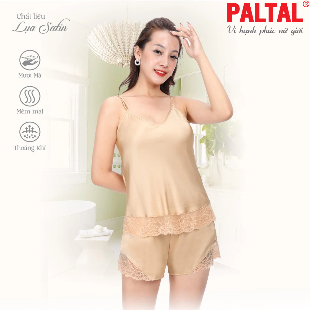 Bộ đùi nữ mặc nhà 2 dây lụa nhung Paltal 265p 5114