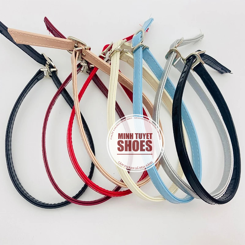 Quai giày cao gót chất liệu da bóng và da nhám giúp chống tuột gót thay thế dây cũ hoặc tạo thêm kiểu