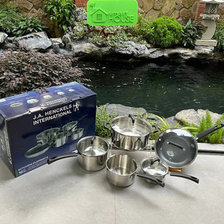 Bộ nồi chảo j.a henckels zwilling hàng ý nồi luộc gà chảo rán nắp kính quánh nấu cháo inox 18/10 dùng bếp từ