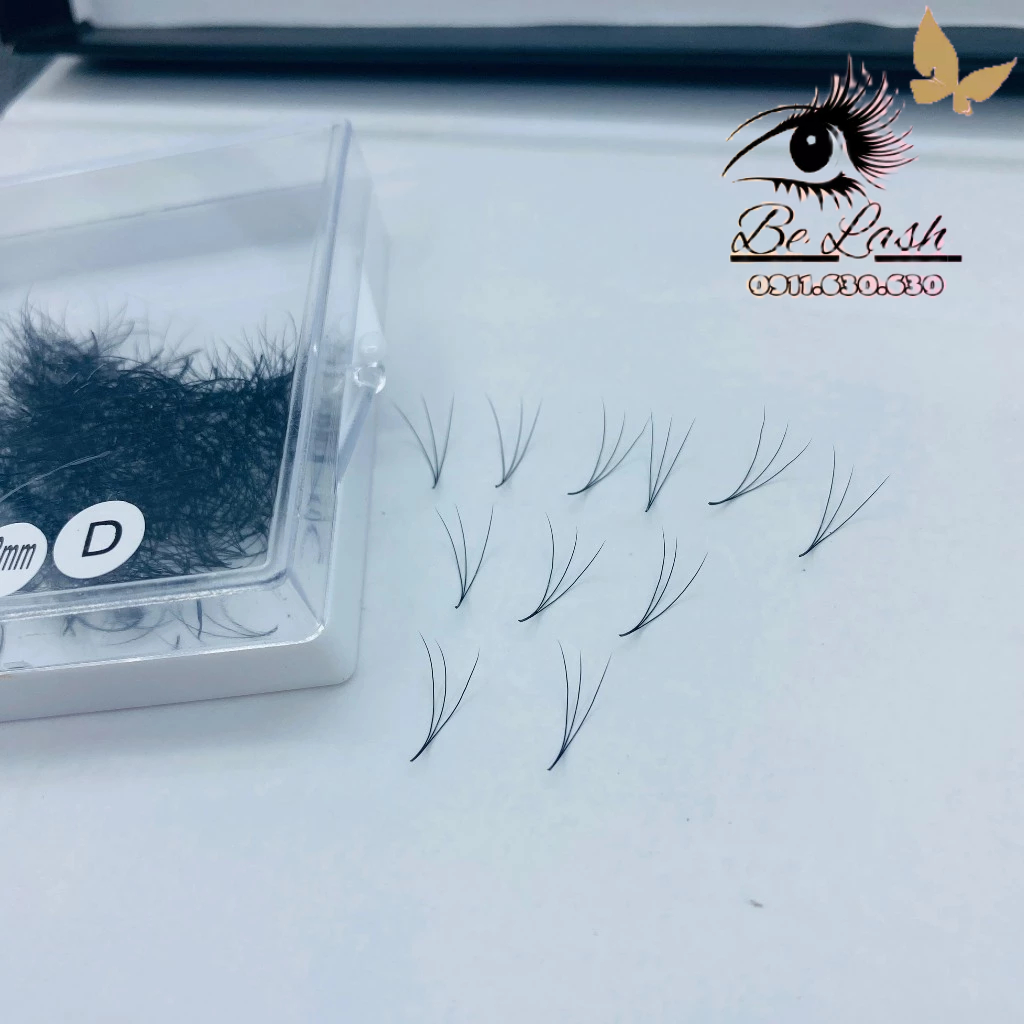 Mi Fan Sẵn 3D Dễ Bắt Keo - dày 0.10 - cong C-CC-D - Hộp 500 Fan - Dụng cụ nối mi CHÍNH HÃNG - Be Lash