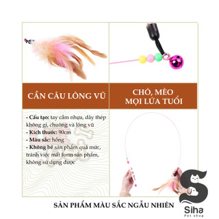 Đồ chơi cần câu mèo gắn lông vũ
