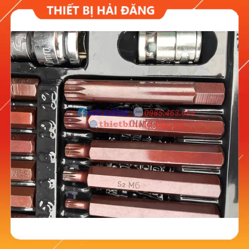 Bộ tuýp lục giác hoa thị 40 chi tiết, Chất liệu thép S2 nhiệt luyện, BH 12 tháng