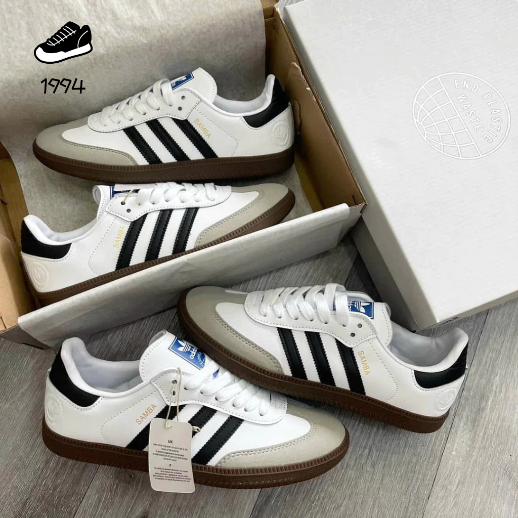 Giày thể thao Adidas samba vegan đen trắng phong cách vitage siêu hot 2024