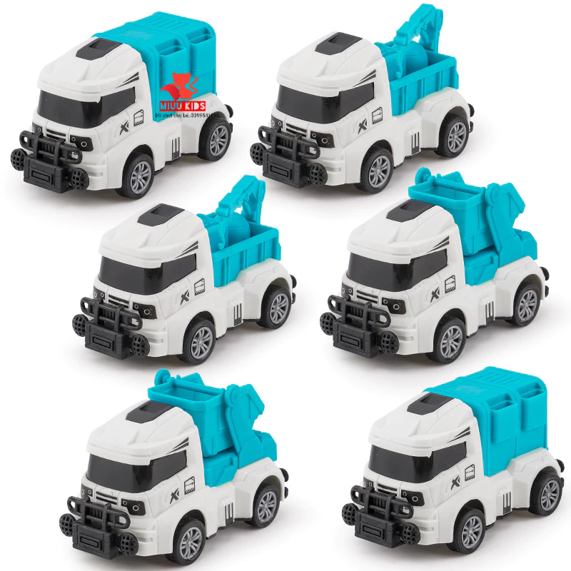 Bộ 6 Xe Tổng Hợp Chạy Đà Bằng Nhựa Cho Bé