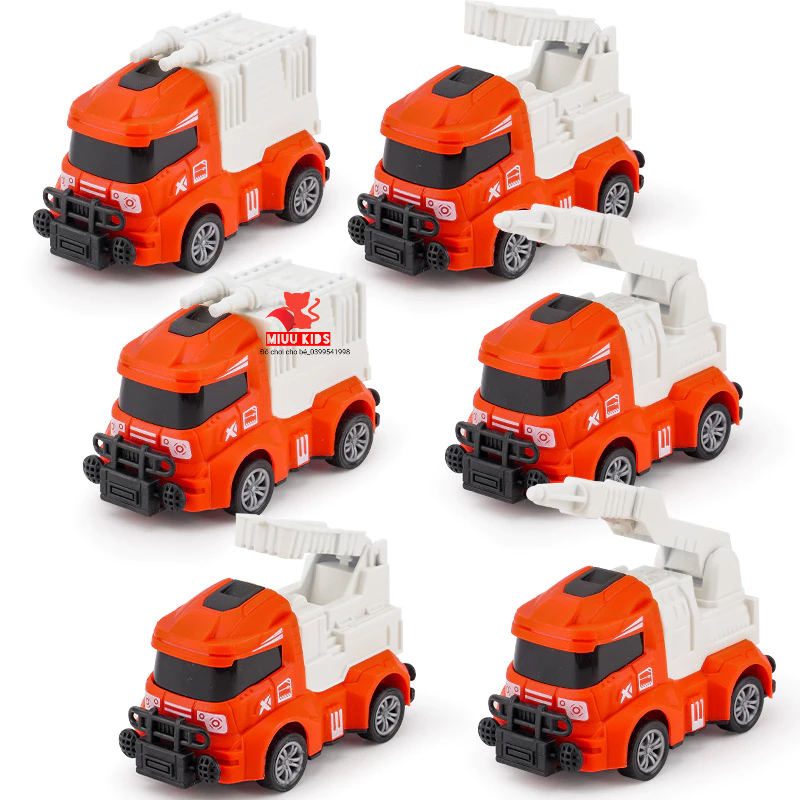 Bộ 6 Xe Tổng Hợp Chạy Đà Bằng Nhựa Cho Bé