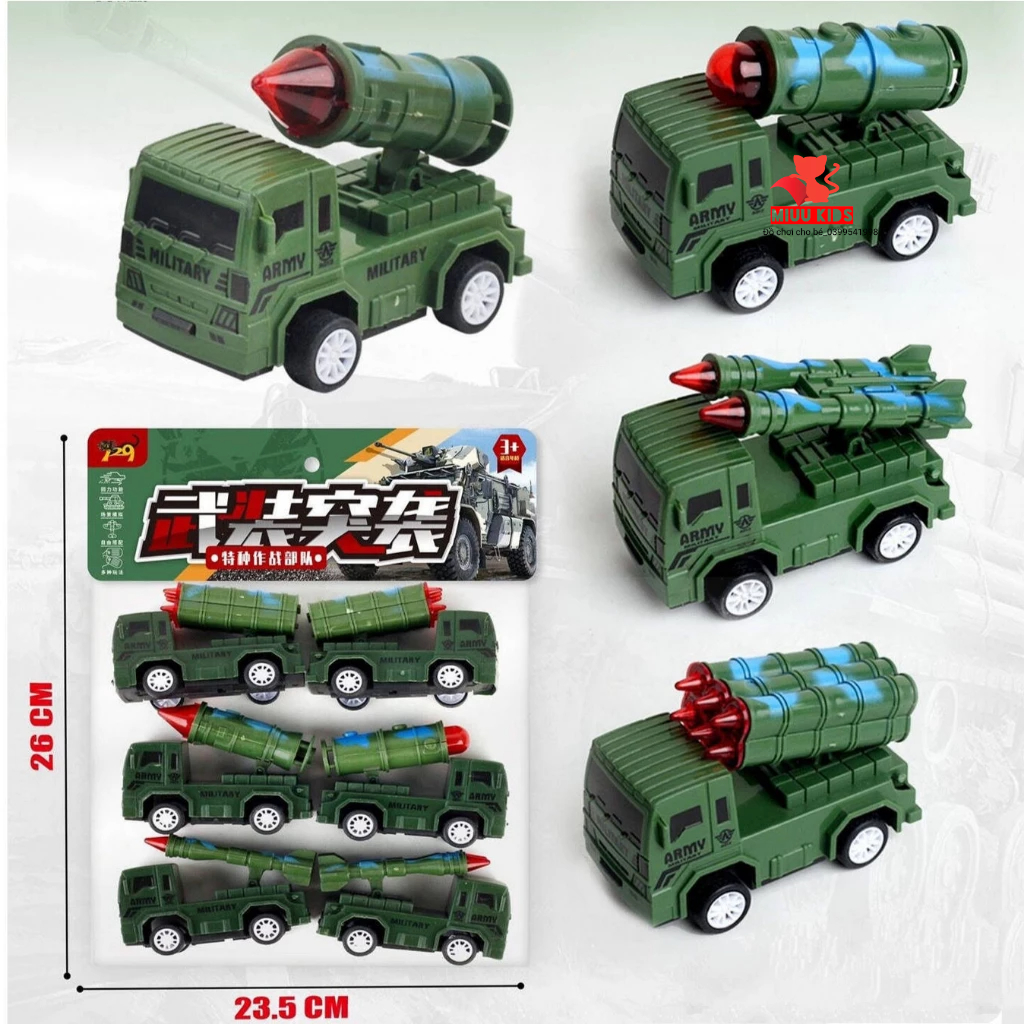 Bộ 6 Xe Tổng Hợp Chạy Đà Bằng Nhựa Cho Bé