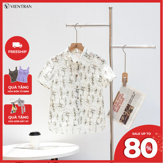 Áo sơ mi nữ croptop ngắn tay gấu lệch VIEN TRAN V61H23H015