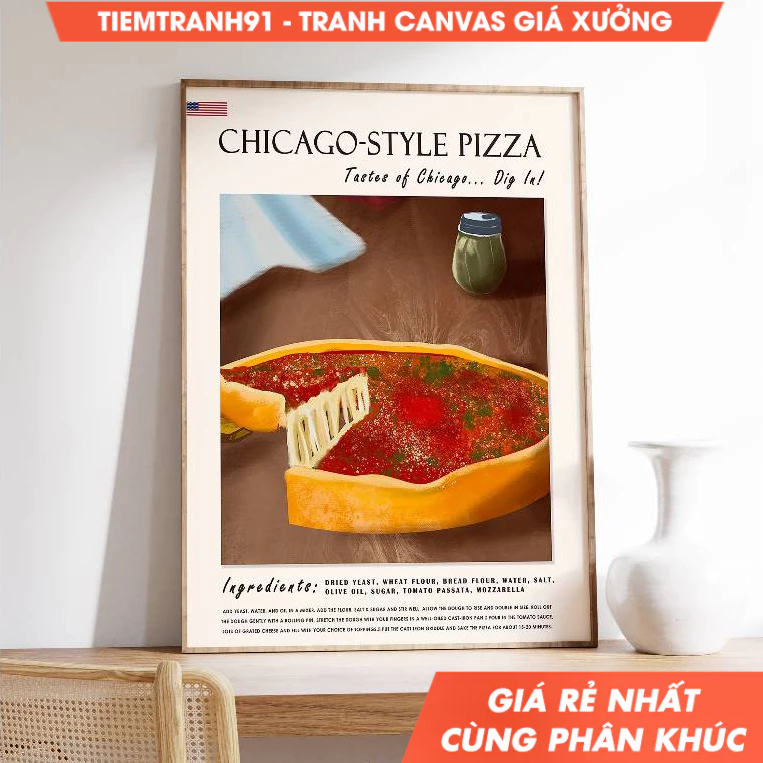 Tranh treo tường, Chicago Pizza Poster, Food Poster, Food Art, Kitchen Decor, Kitchen Art, Food and 