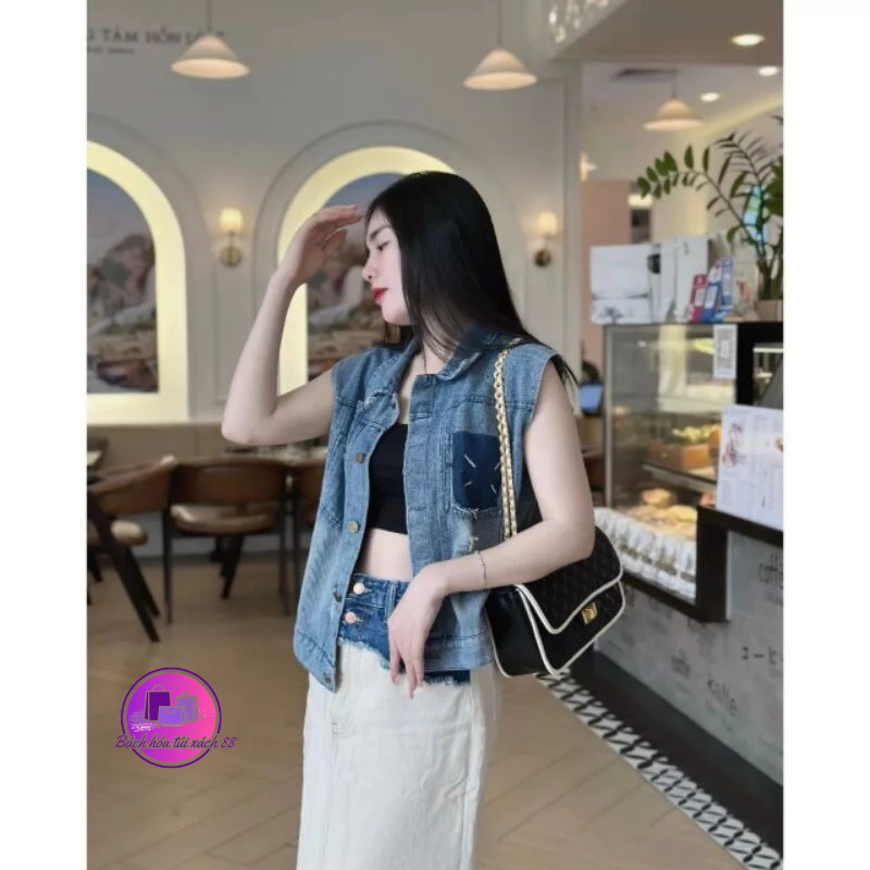 Túi xách nữ đeo vai ô trám phối viền sz 25cm quảng châu