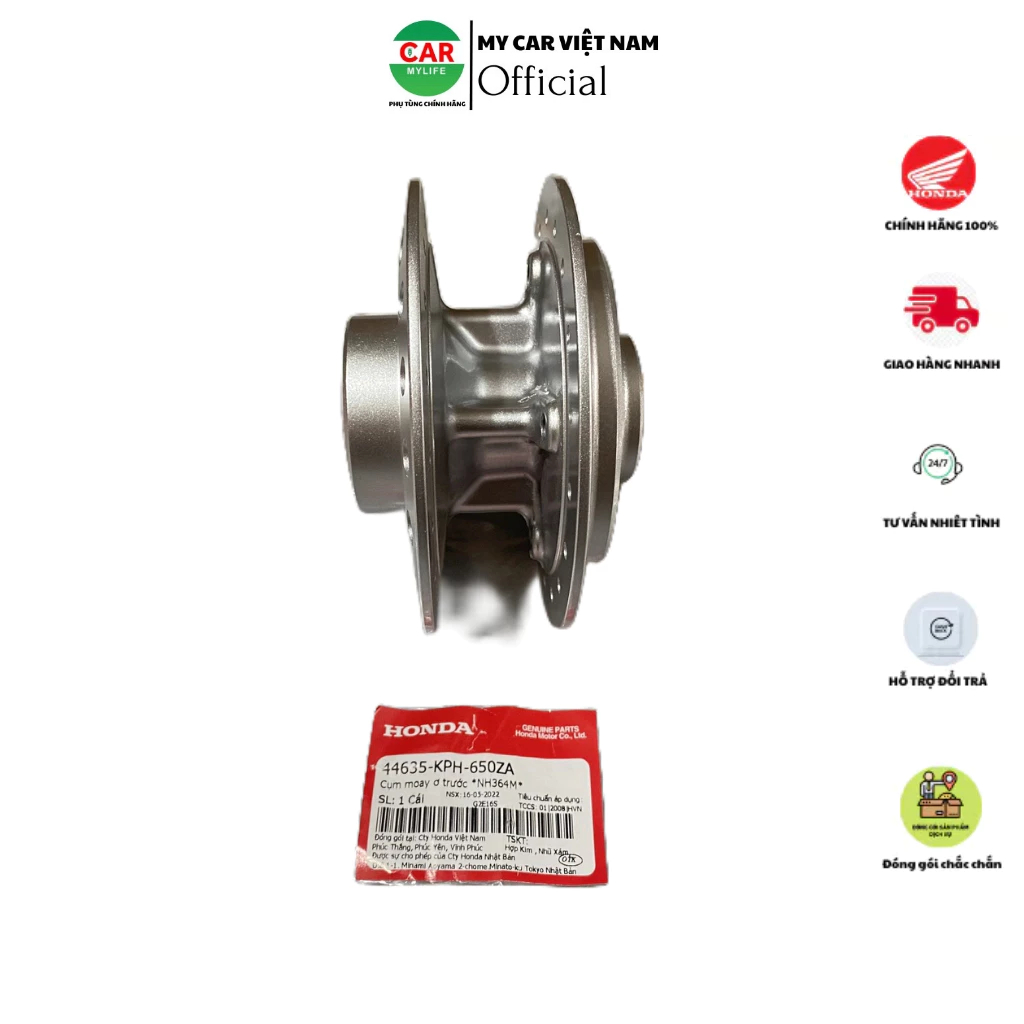 Cụm đùm Moay ơ trước HONDA WAVE S100, RS100 . 44635KPH650ZA