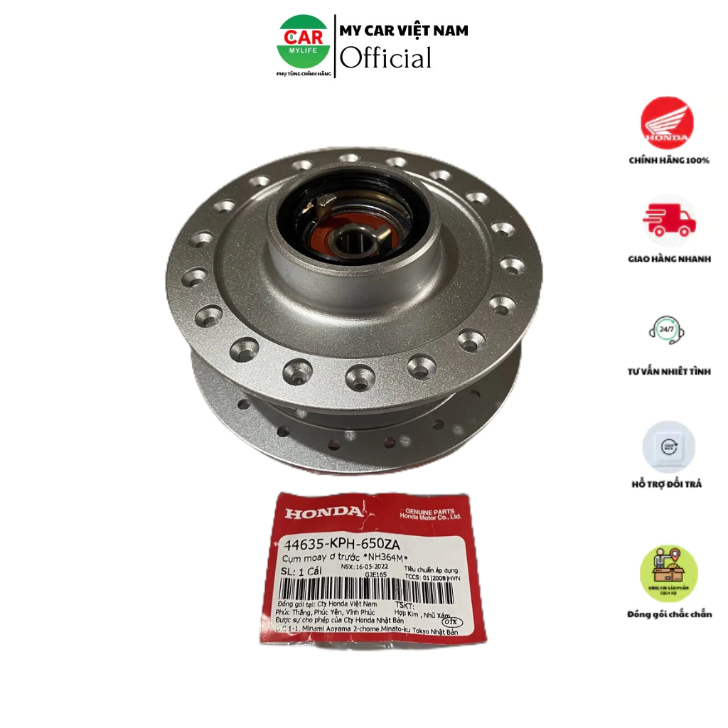 Cụm đùm Moay ơ trước HONDA WAVE S100, RS100 . 44635KPH650ZA