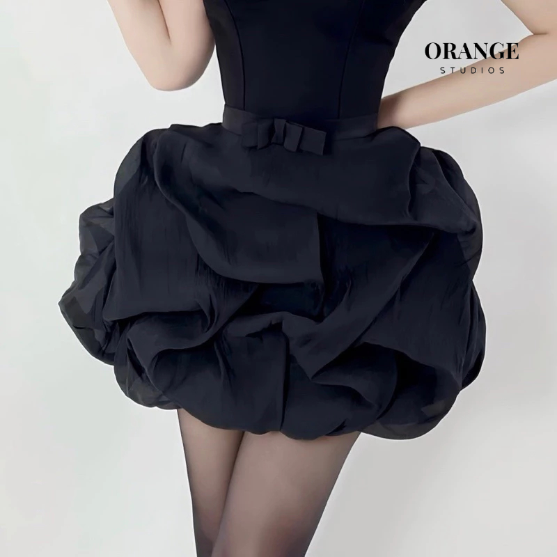 HÌNH THẬT - Đầm Thiết Kế Trễ Vai Tùng Bí Chất Liệu Vải Cotton