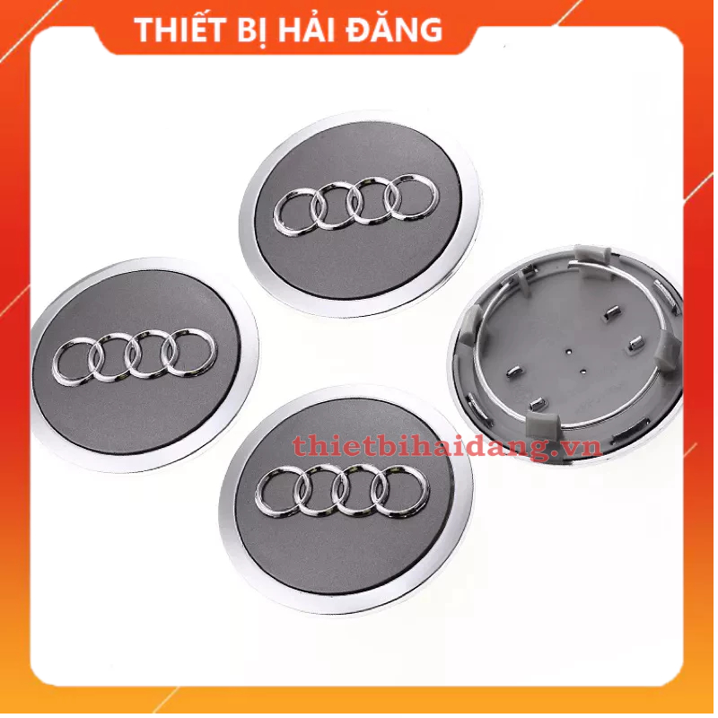 Logo chụp mâm Audi, Ốp lazang bánh xe Audi đường kính 69mm