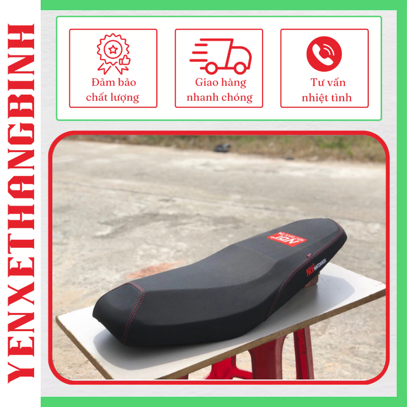 Yên Xe Ex 135 5 số thêu NOI gọt 2 tầng ,yên mút trắng