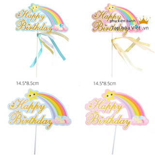 COMBO 10 topper Nhũ Cầu Vồng cắm bánh sinh nhật cao 21Cm, trang trí bánh sinh nhật, hình cắm cầu vồng