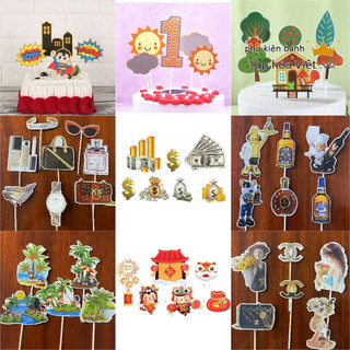 Set hình giấy em bé trang trí bánh sinh nhật, hình giấy baby trang trí bánh