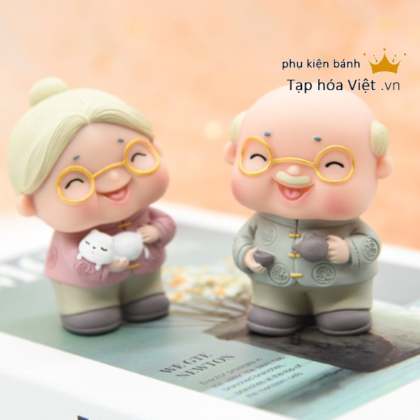 Ông bà trang trí bánh sinh nhật, trang trí tiểu cảnh