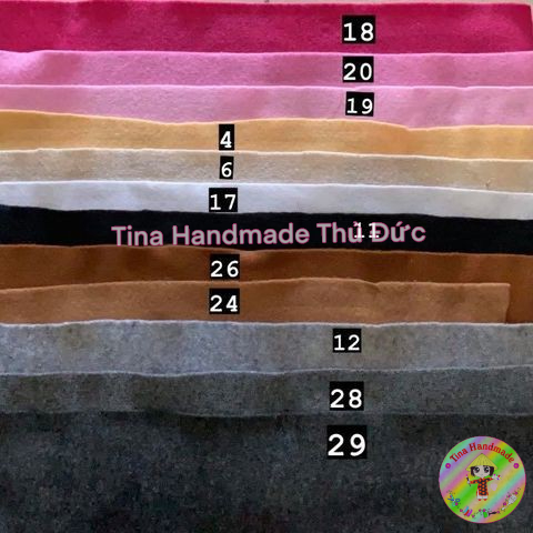 VẢI NỈ MỀM, VẢI DẠ MỀM KHỔ  - VẢI DẠ LÀM ĐỒ HANDMADE - VẢI DẠ LÀM DIY