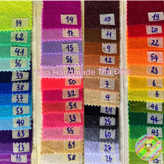 (HƠN 40 MÀU) VẢI NỈ CỨNG MÀU - VẢI DẠ LÀM HANDMADE KHỔ (~90*90cm) - 27.000/TẤM - BẢNG MÀU 1