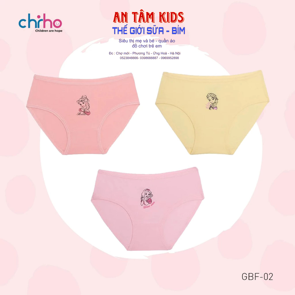Set 3 chiếc quần chíp CHIHO cao cấp bé gái, kháng mùi, kháng khuẩn