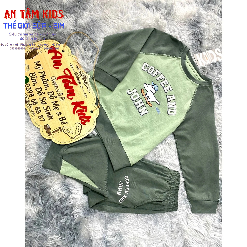 Bộ dài tay cổ tròn vải cotton mỏng họa tiết hoạt hình máy bay cho bé yêu - DOKMA