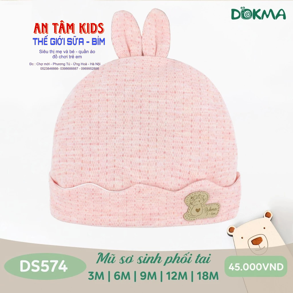 Mũ chụp bé sơ sinh DOKMA DS574 size 1/3-3/6-6/9-9/12M-12/18M