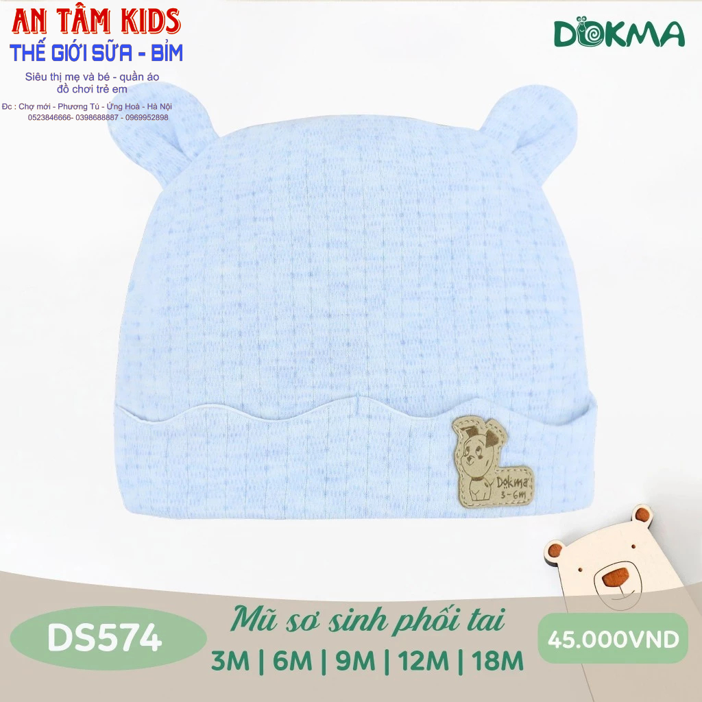 Mũ chụp bé sơ sinh DOKMA DS574 size 1/3-3/6-6/9-9/12M-12/18M