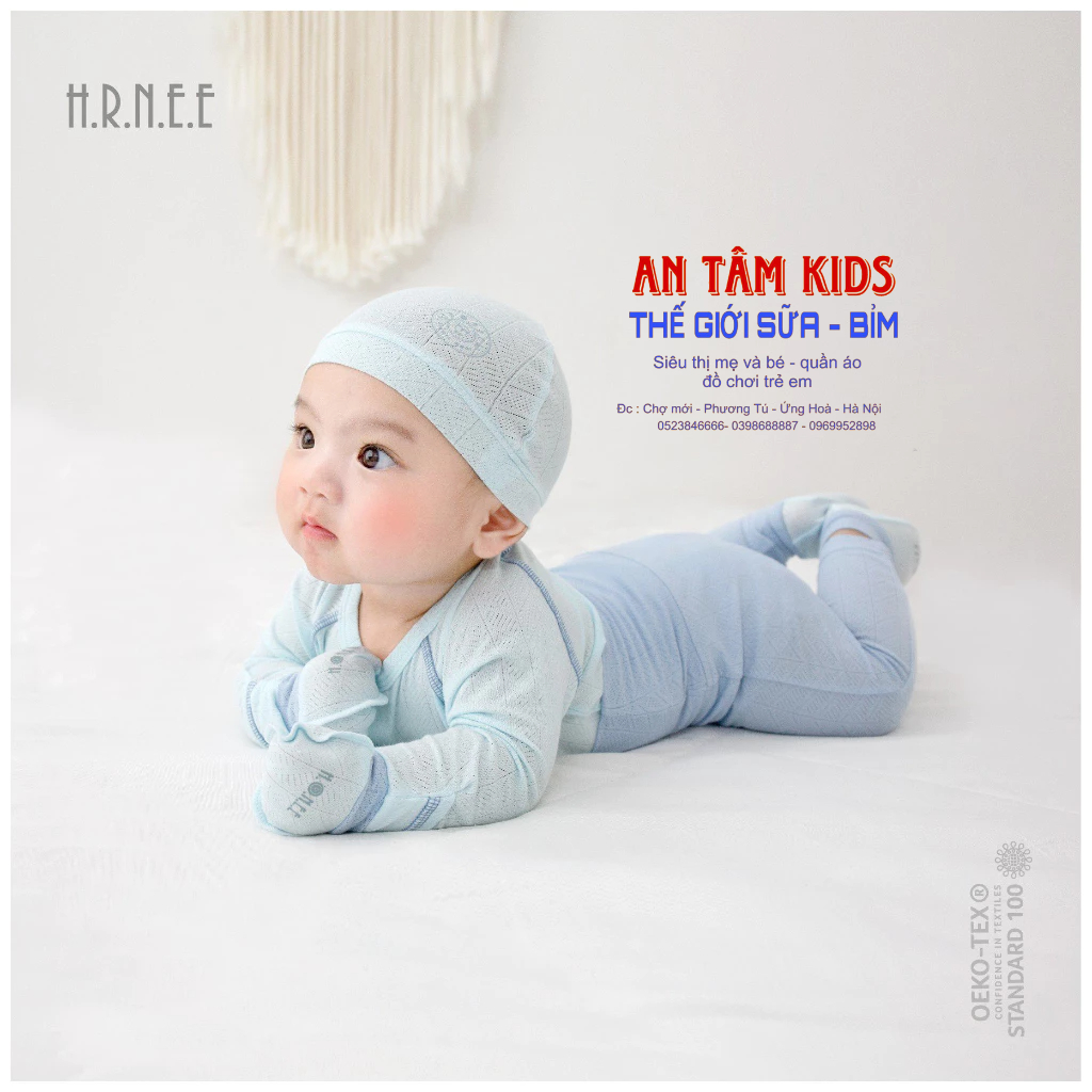 Bộ Sơ Sinh Dài Tay HRNEE Cài Thẳng Quần Áo Sơ Sinh Chất Thông Hơi Mềm Mịn Cho Bé 0 - 6 Tháng Mẫu Mới 2023