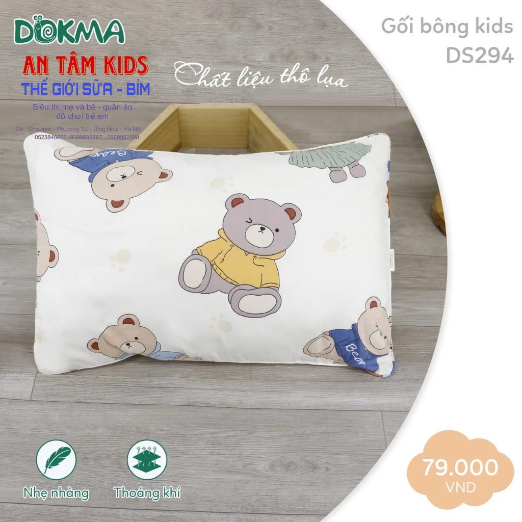 Gối bông kid DS294 Chính hãng Dokma kích thước