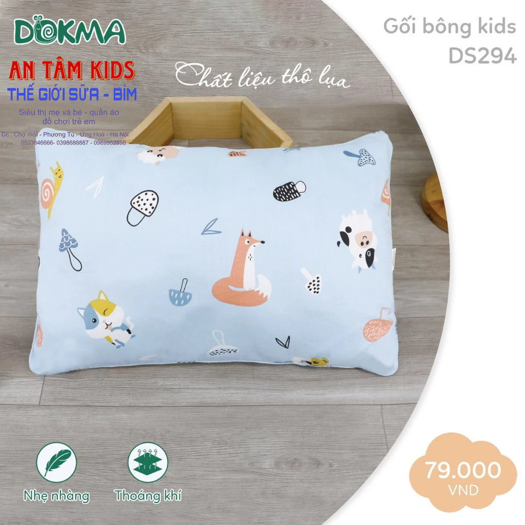 Gối bông kid DS294 Chính hãng Dokma kích thước
