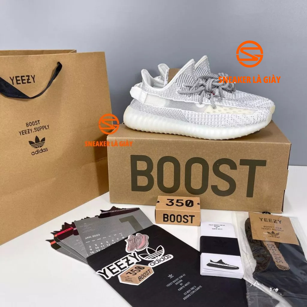 Giày sneaker Yz 350 v2 Static White - BẢN CAO CẤP Boost nén | Fullbox