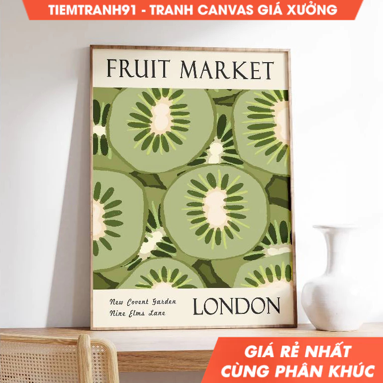 Tranh treo tường, Fruit Market Poster, Kiwi, Food and Drink Art, Fruit Decor, tặng kèm đinh treo, in
