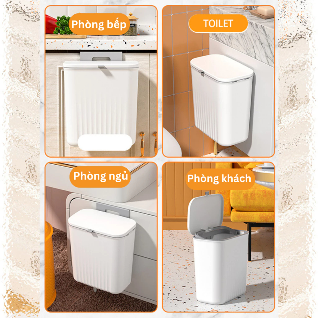 Thùng Rác Treo Tường Đa Năng OMI Bền Chắc Nắp Trượt Treo Cánh Tủ Bếp Dán Trên Tường Cho Phòng Tắm