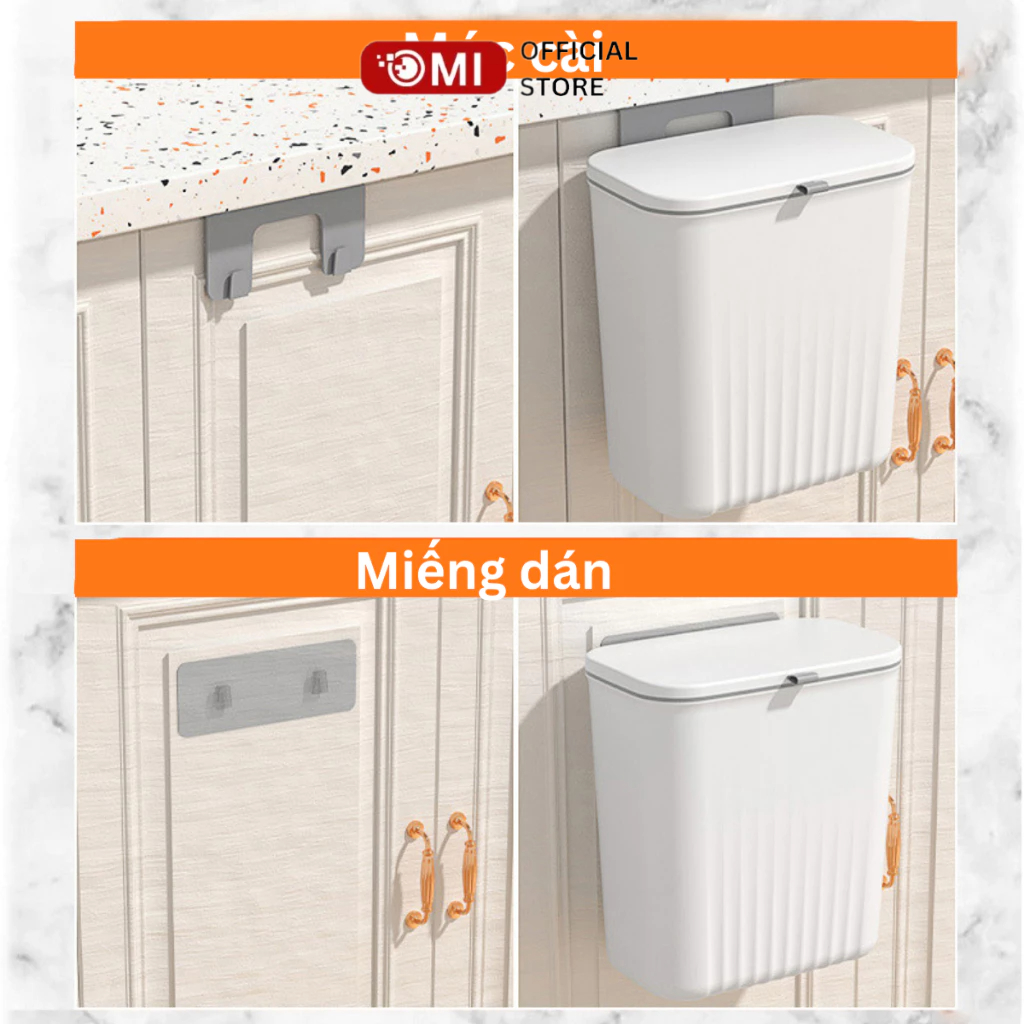 Thùng Rác Treo Tường Đa Năng OMI Bền Chắc Nắp Trượt Treo Cánh Tủ Bếp Dán Trên Tường Cho Phòng Tắm