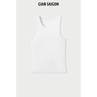 Gian saigon - áo ba lỗ nam dáng suông - ribbed tank top- màu trắng