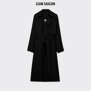 Gian saigon - áo măng tô chất liệu wool-tailored wool trenchcoat - màu đen