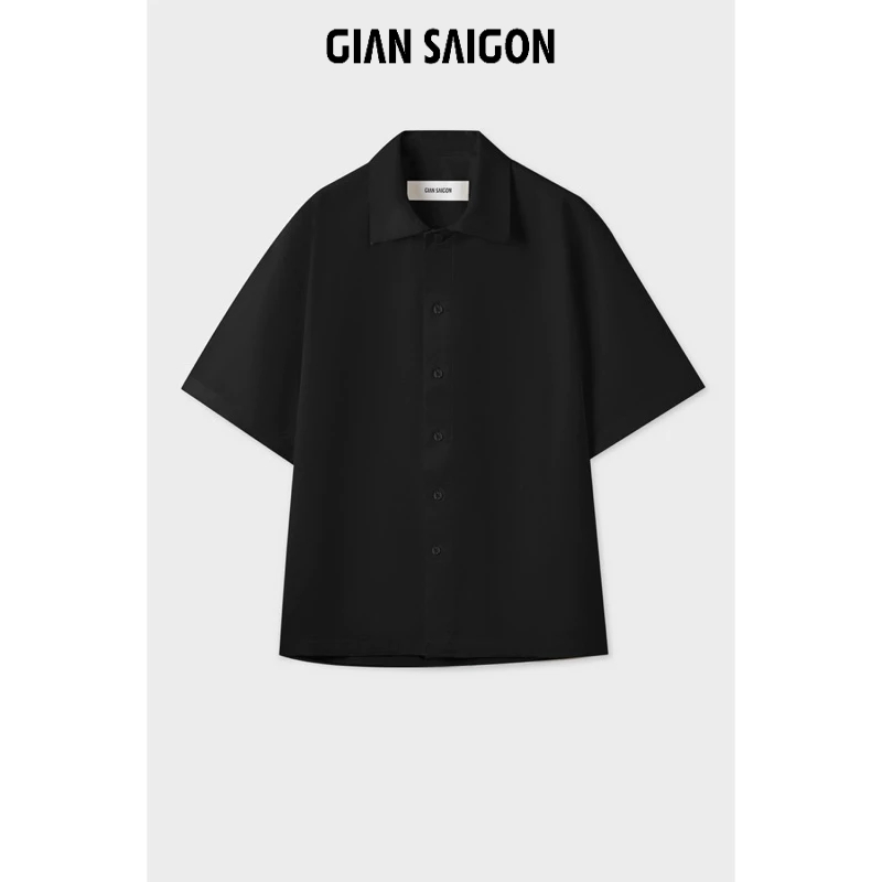 GIAN SAIGON - Áo sơ mi tay ngắn nam chất liệu linen - Linen Short Sleeve Shirt - Màu đen