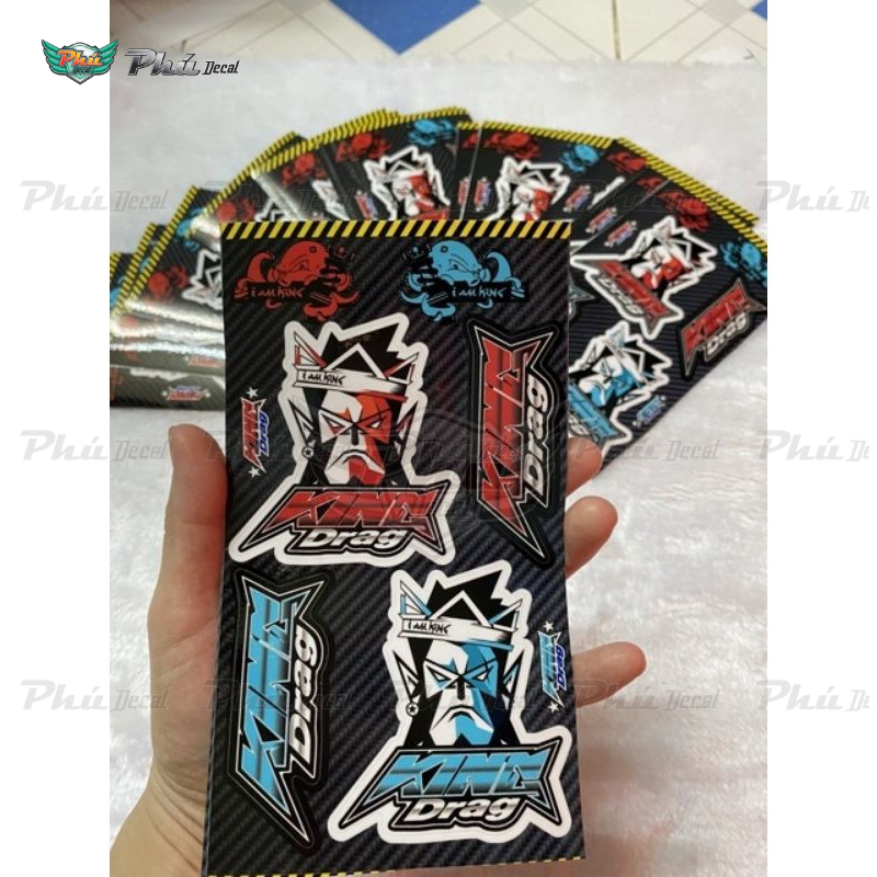 [RẺ ĐẸP BỀN] Set tem logo khỉ King Drag 9x18cm dán xe, decal 3 lớp cao cấp, chống nước,không bay màu