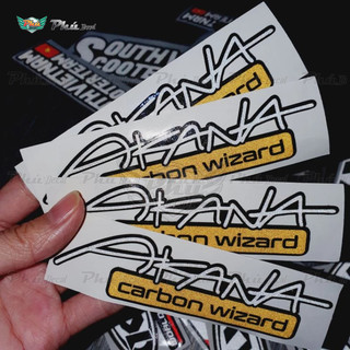 Tem chữ logo Phản quang AKana Carbon Wizard viền đen 12cmx3cm cao cấp