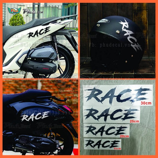 Tem Lột logo sticker Race đen trắng đủ size bóc tách nền