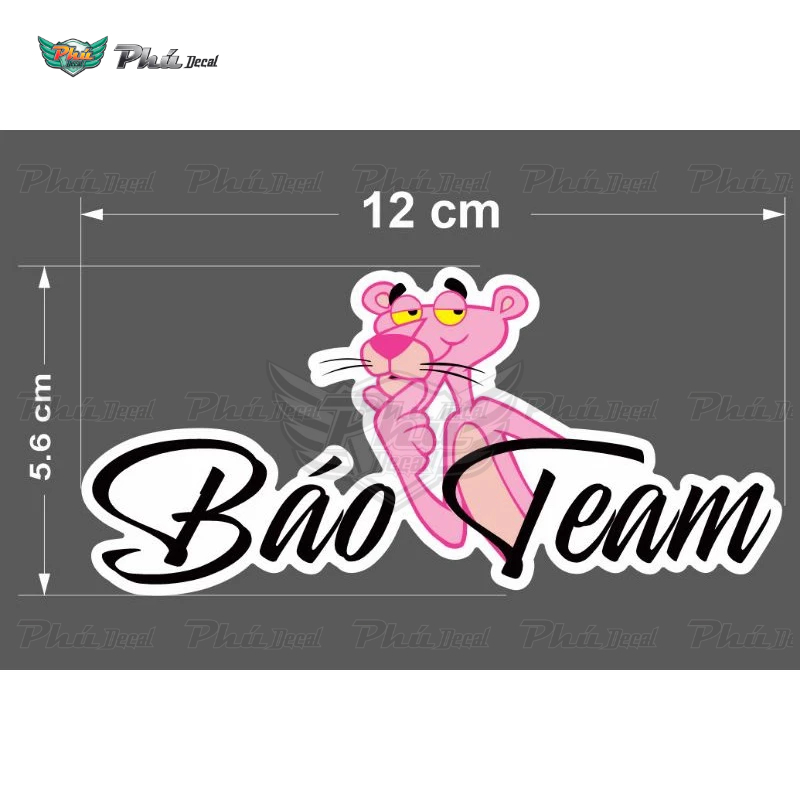 Tem logo sticker Báo Team Trending hồng đen 12x5,6cm ngộ nghĩnh dễ thương