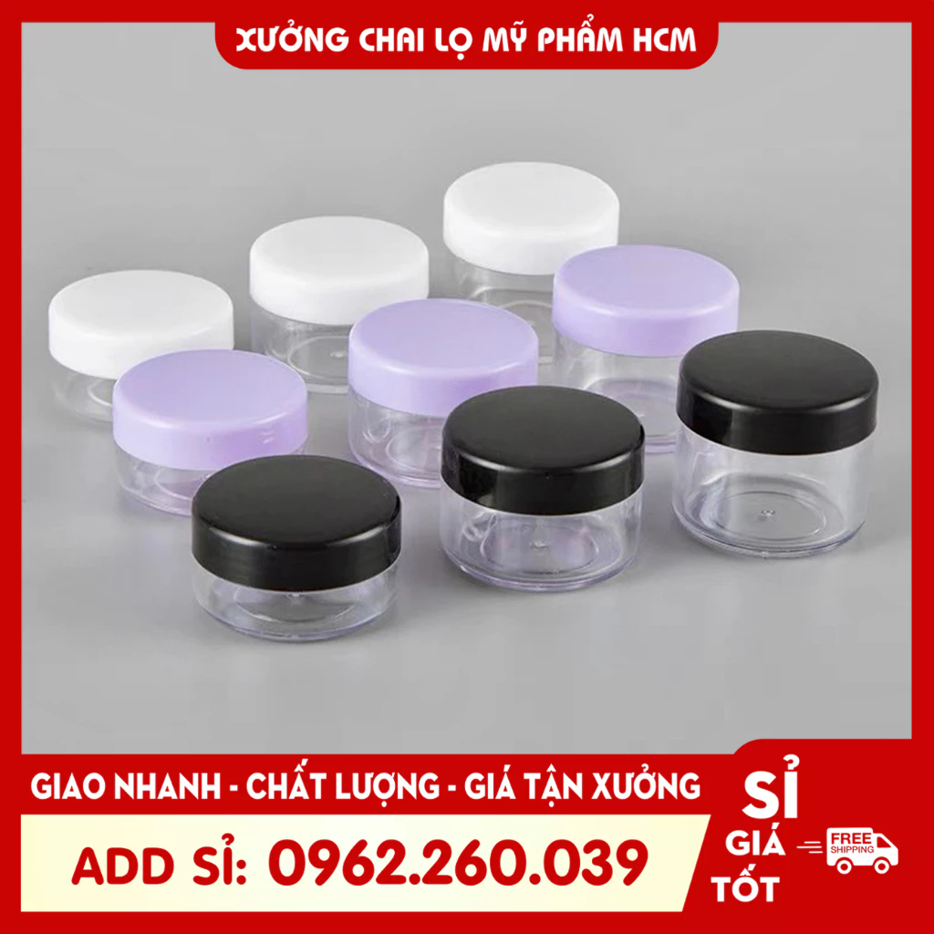 Hủ Nhựa 🏵️ Hủ Nhựa Chiết Mỹ Phẩm Thân Trong Có Lót 20g Dùng Chiết Kem, Chiết Bột, Sang Chiết Mỹ Phẩm Du Lịch