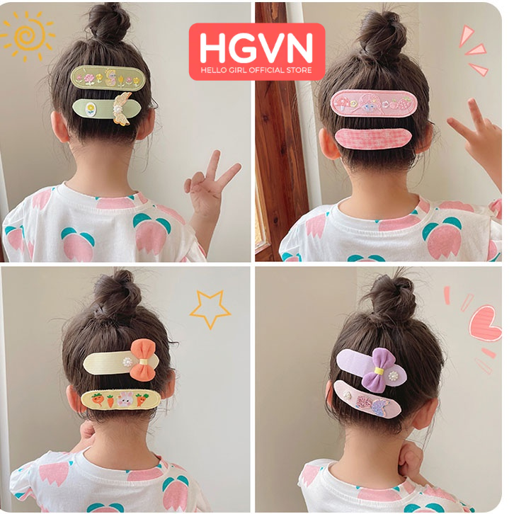 Miếng Dán Tóc Tự Dính Cho Bé Gái Có Sticker Dễ Thương #KT58