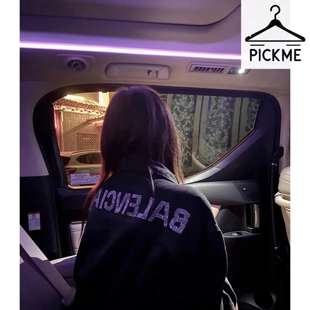 Áo khoác Jean phong cách Street Style Unisex đen có đính đá chữ màu trắng balen