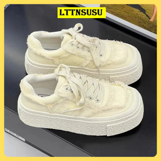 Giày sneaker nữ đi học viền tua rua chất vải canvas thời trang đế tăng chiều cao 5cm za zbag G05