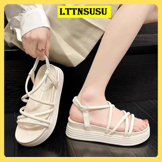 Sandal đế bằng 4cm dây da vắt chéo cực xinh