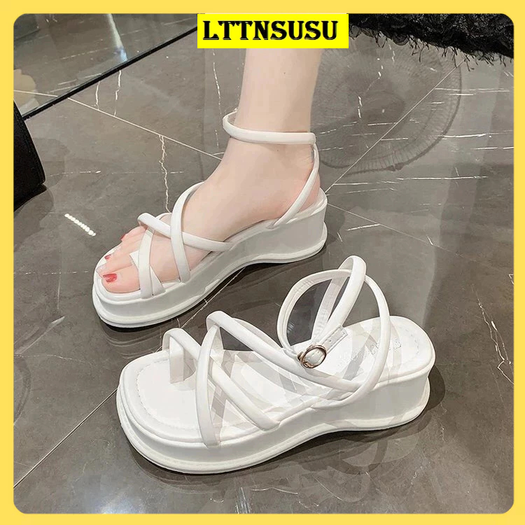 Sandal đế xuồng nữ 5cm , sandal nữ chất da mềm đế bọt biển êm chân dễ mang