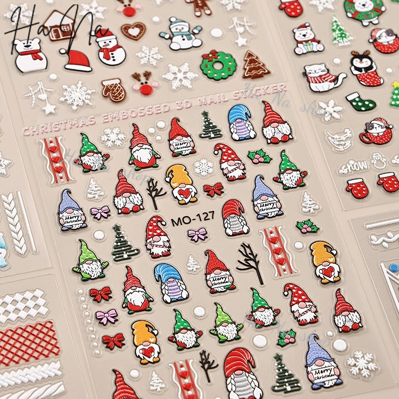 Miếng dán móng stiker lụa 5d hình noel, sticker noel