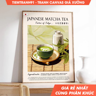 Tranh treo tường, Japanese Matcha Tea, Asian Food Art, Green Tea, Kitchen Poster, tặng kèm đinh treo, in theo yêu cầu.